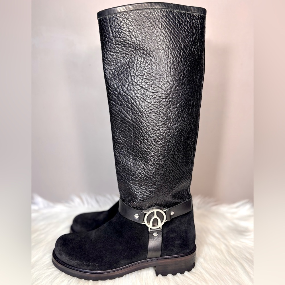 WISHBONE Leather & Suede Moto Boots - Picture 8 of 10